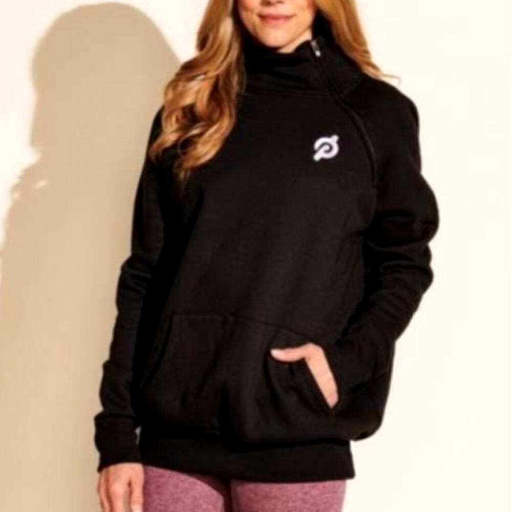 Peloton Size XL Incline Side Zip Pullover Sweatshirt Pockets Black - Picture 2 of 11